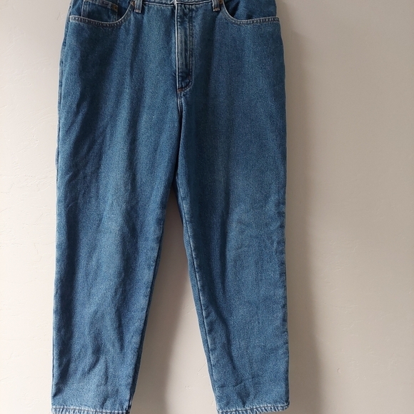 LL Bean DOUBLE Jeans Denim Size 10 Relaxed Fit Fleece Lining Thick Ourtdoor - Picture 1 of 10